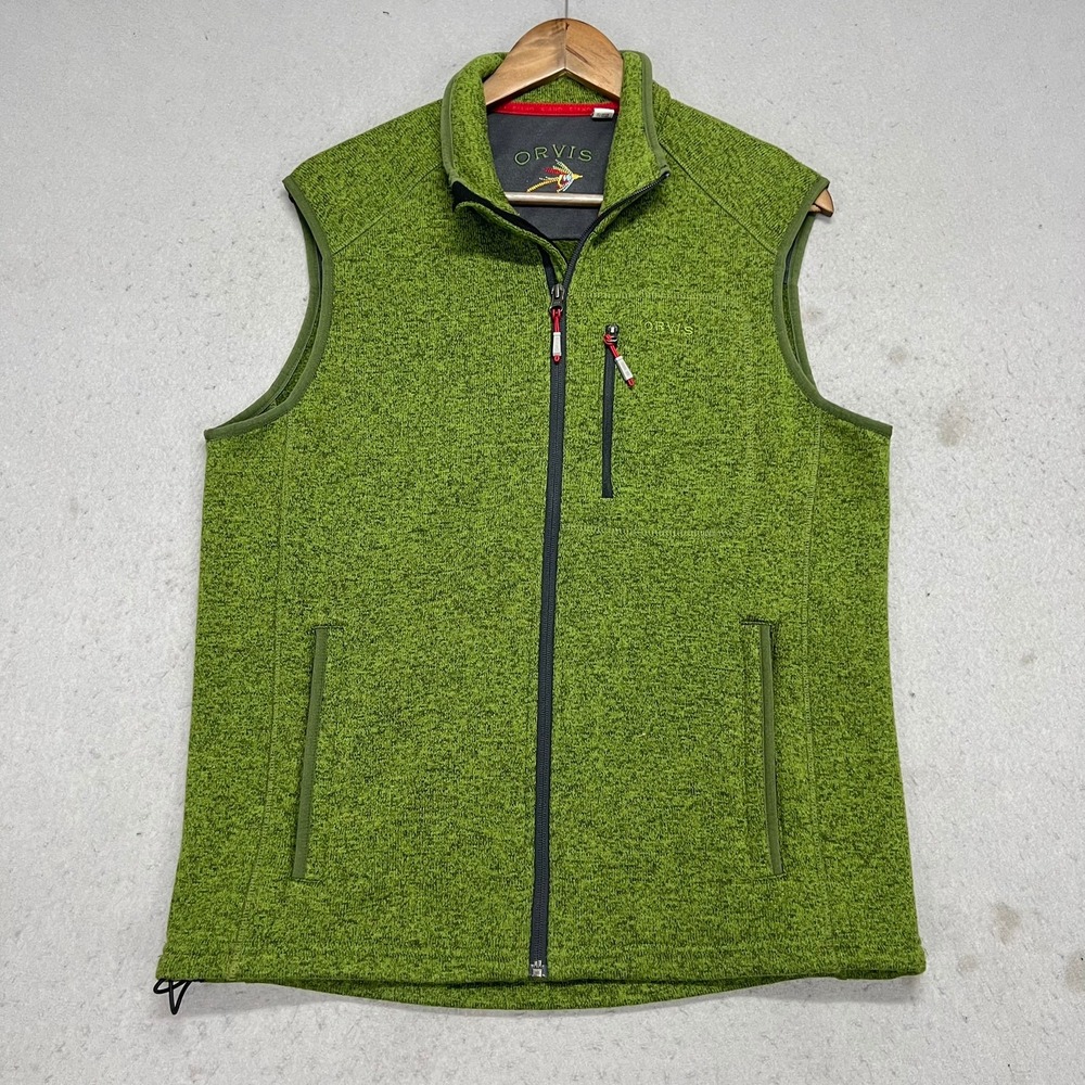 Orvis Mens Sweater Fleece Vest Green Full Zip Outdoor Fly Fishing Hiking Large - Picture 2 of 10
